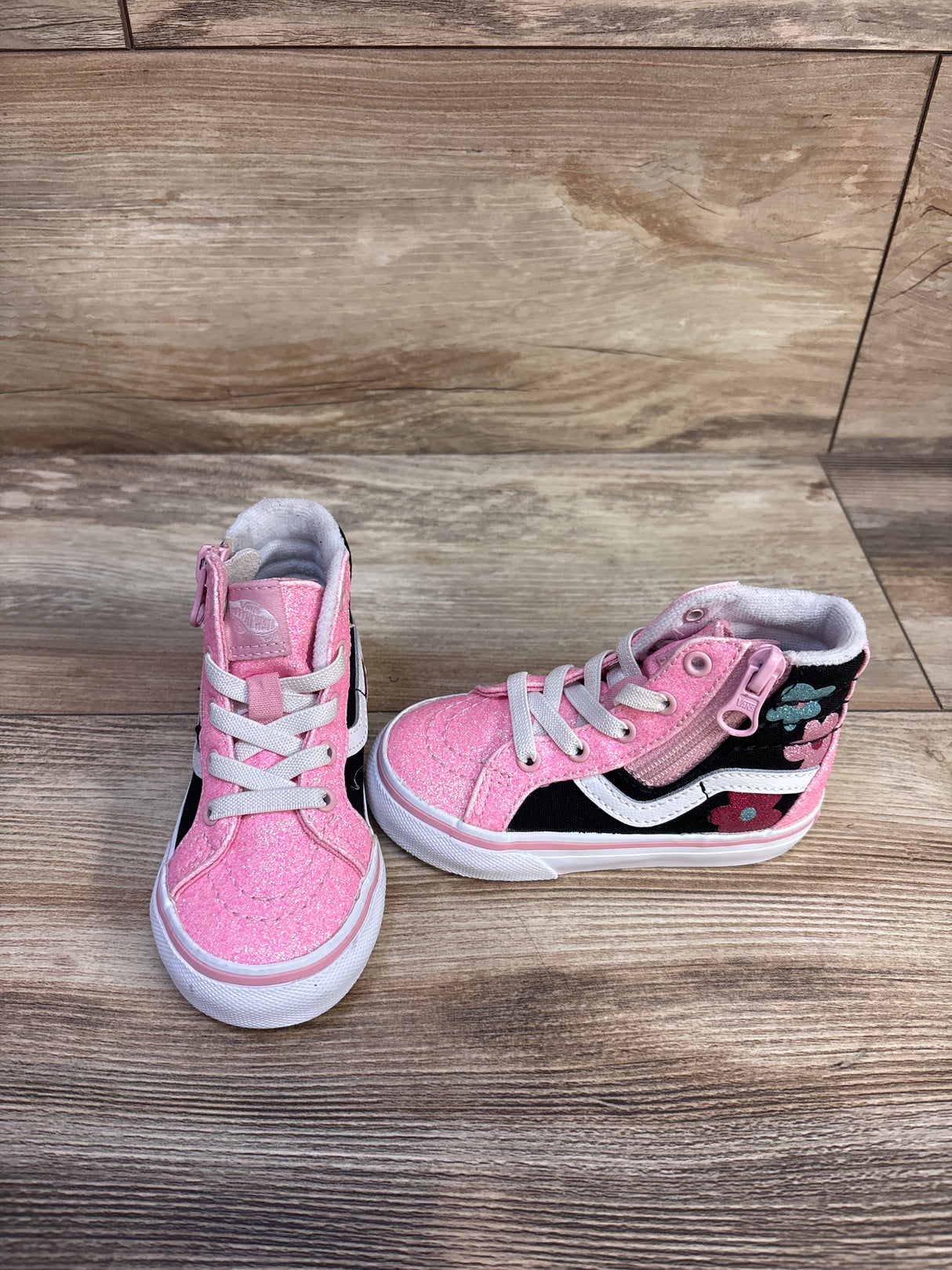 Vans Sk8-Hi Reissue Side Zip Glitter Shoe Pink sz 5.5c
