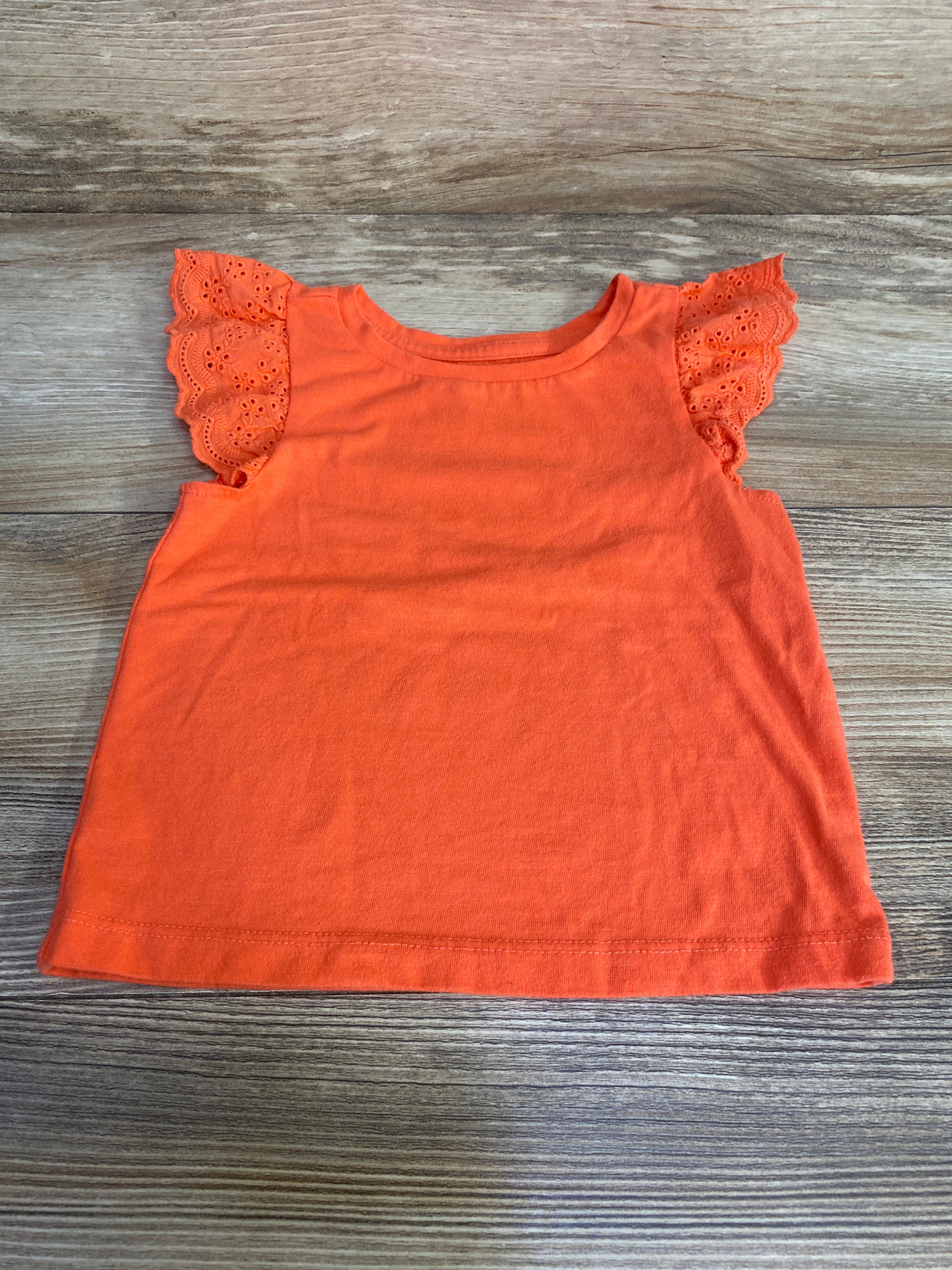 Cat & Jack Eyelet Sleeve Shirt Orange sz 18m