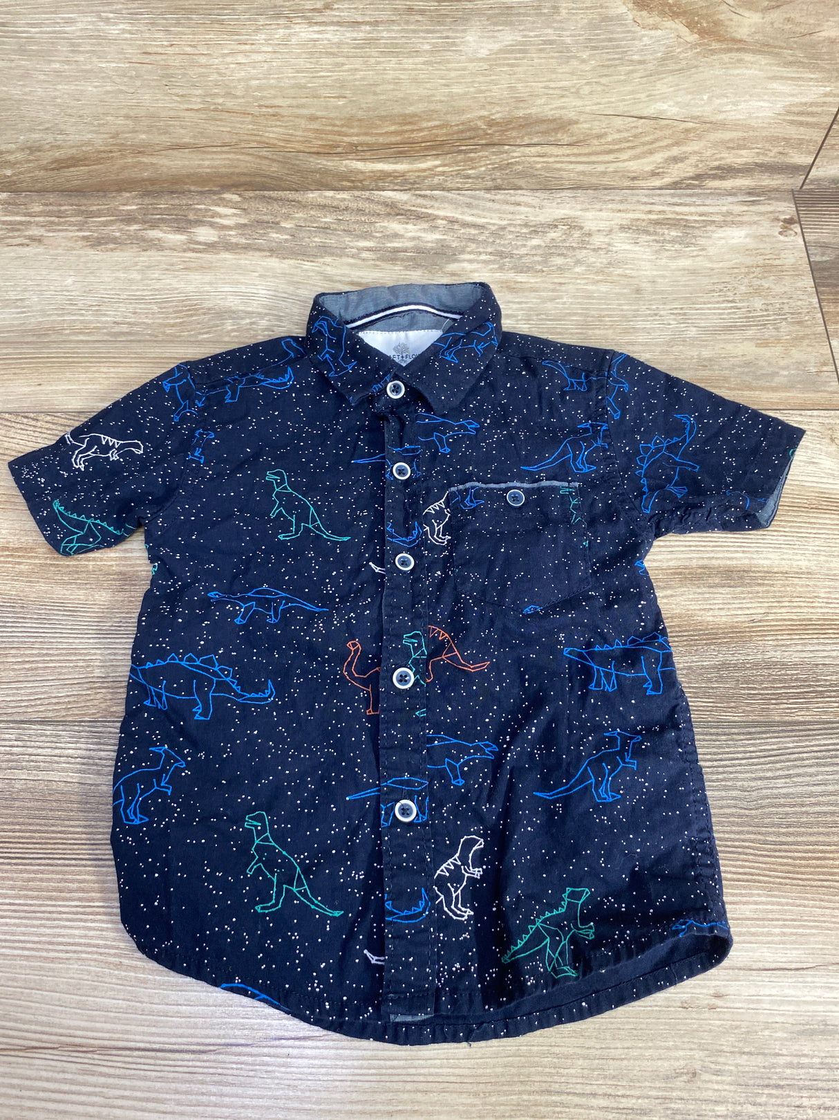 Craft + Flow Dinosaur Button Up Shirt Navy sz 3T