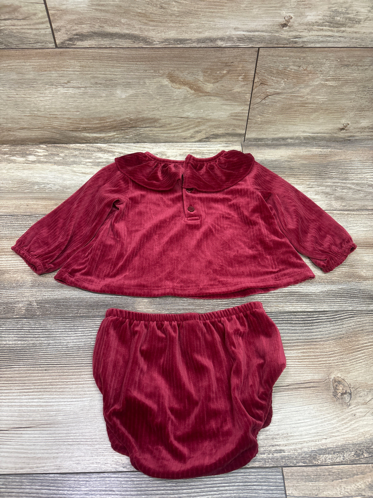 Just One You 2pc Velvet Shirt & Bloomers Set Red sz 18m