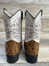 Old West Ostrich Print Broad Square Toe Western Boots Broad Square Toe