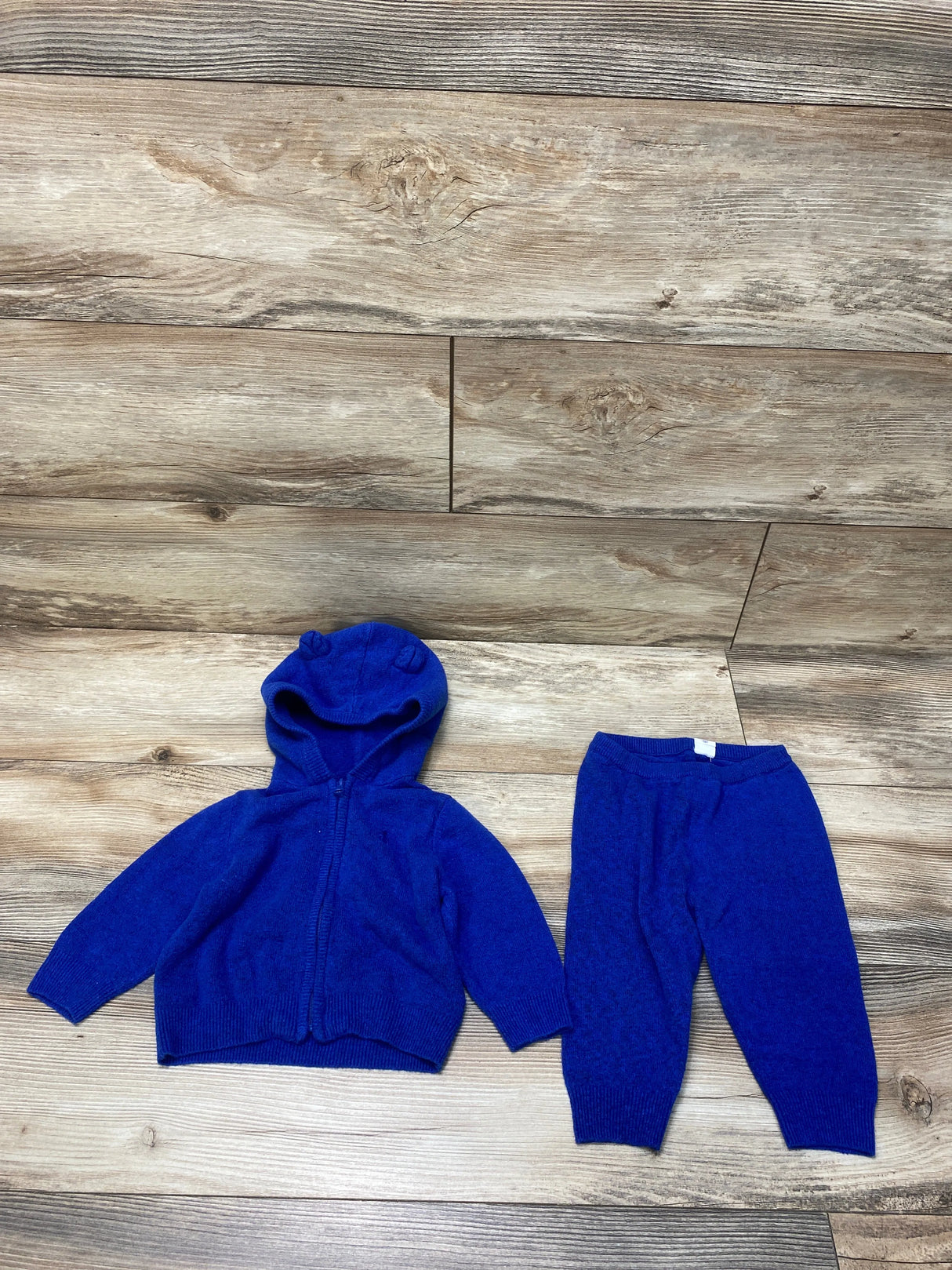 Baby Gap CashSoft Bear Hoodie Outfit Set Blue sz 6-12m