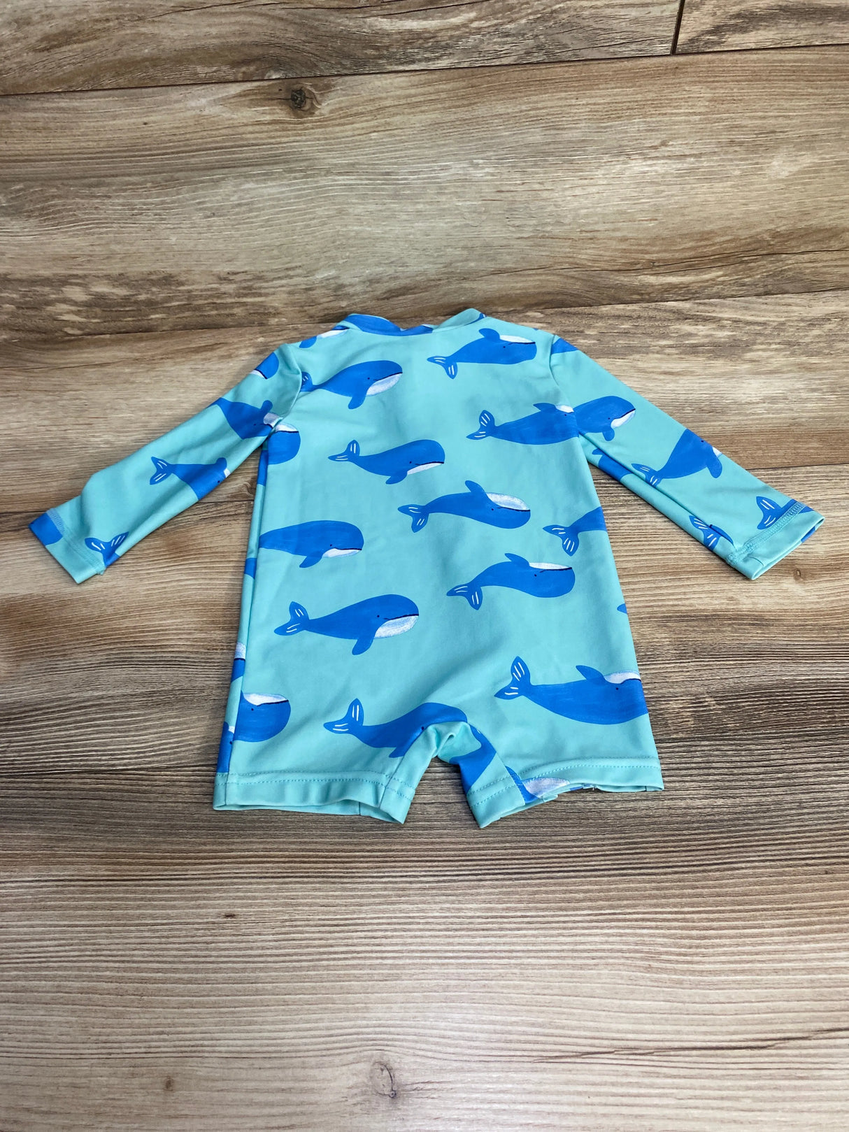 Just One You Whale Print Rashguard Swimsuit Blue sz 6m