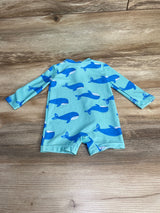 Just One You Whale Print Rashguard Swimsuit Blue sz 6m