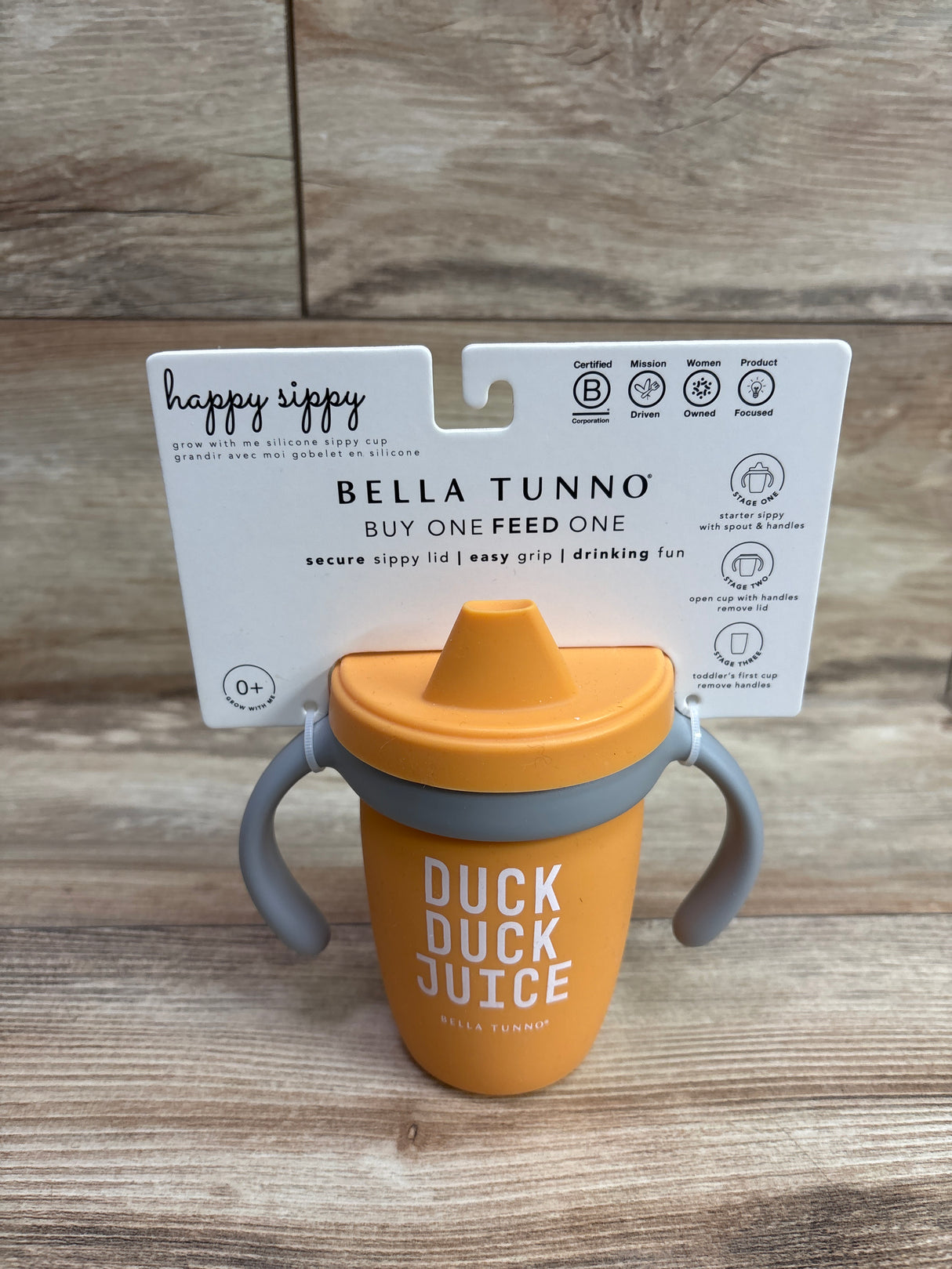 NEW Bella Tunno Silicone Happy Sippy Cup - Duck Duck Juice Orange 8oz