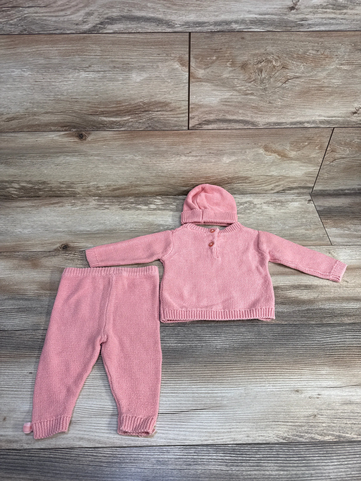 Nicole Miller 3pc Cable Knit Sweater & Pants Set Pink s sz 0-3