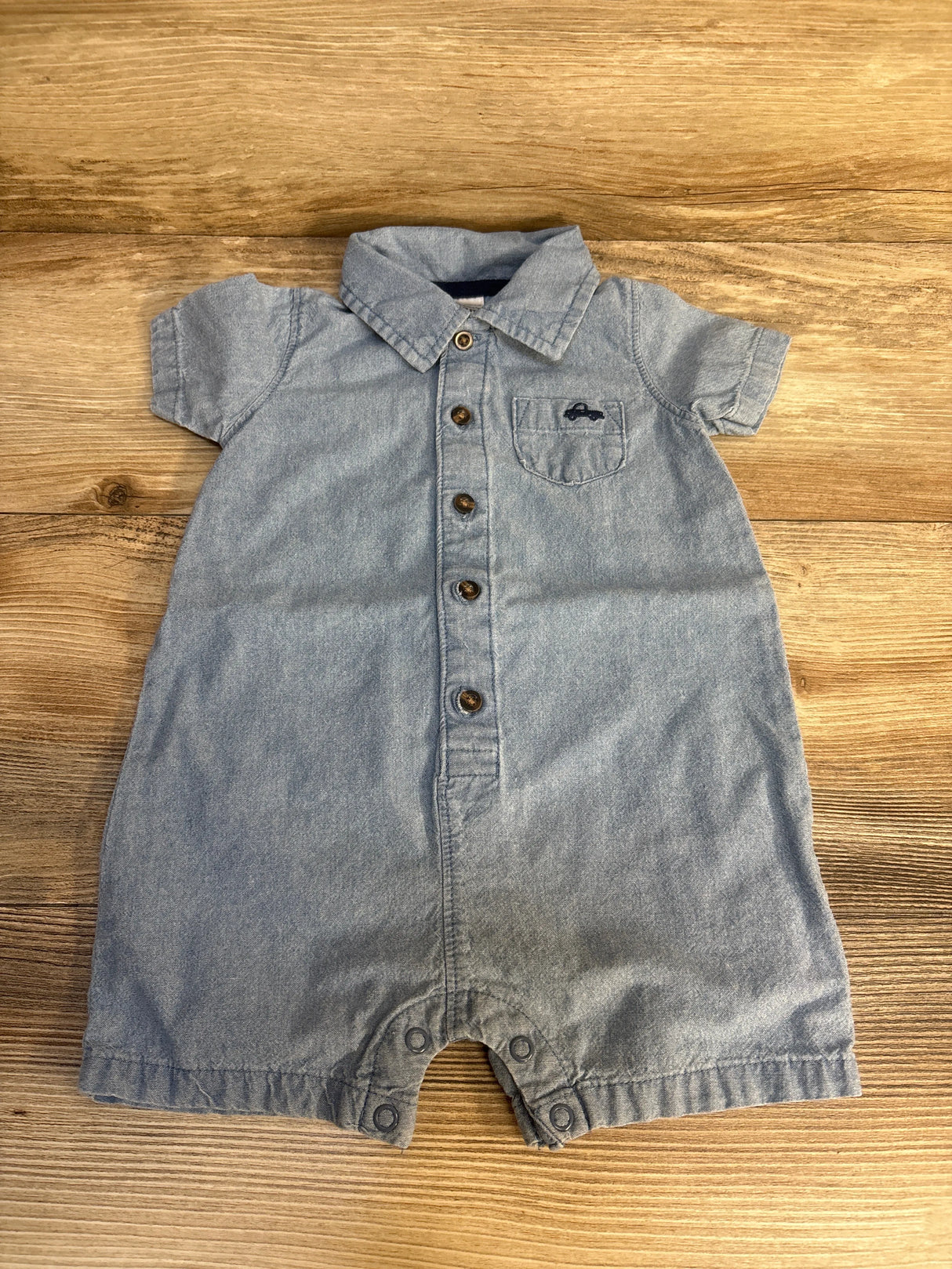 Carter's Chambray Button Up Romper Blue sz 12m