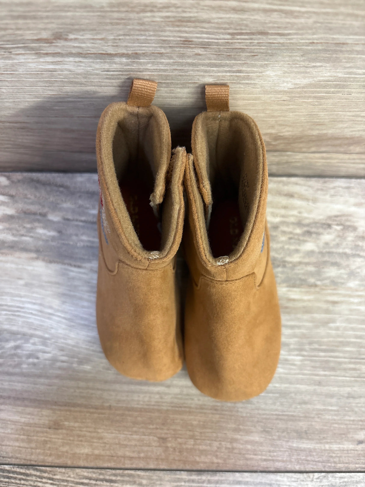 Old Navy Faux-Suede Embroidered Western Booties Brown sz 3/4c