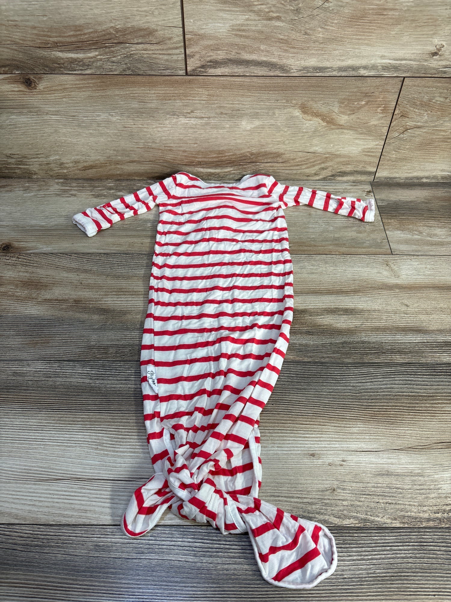Gigi & Max Bamboo Striped Knot Gown White sz Newborn