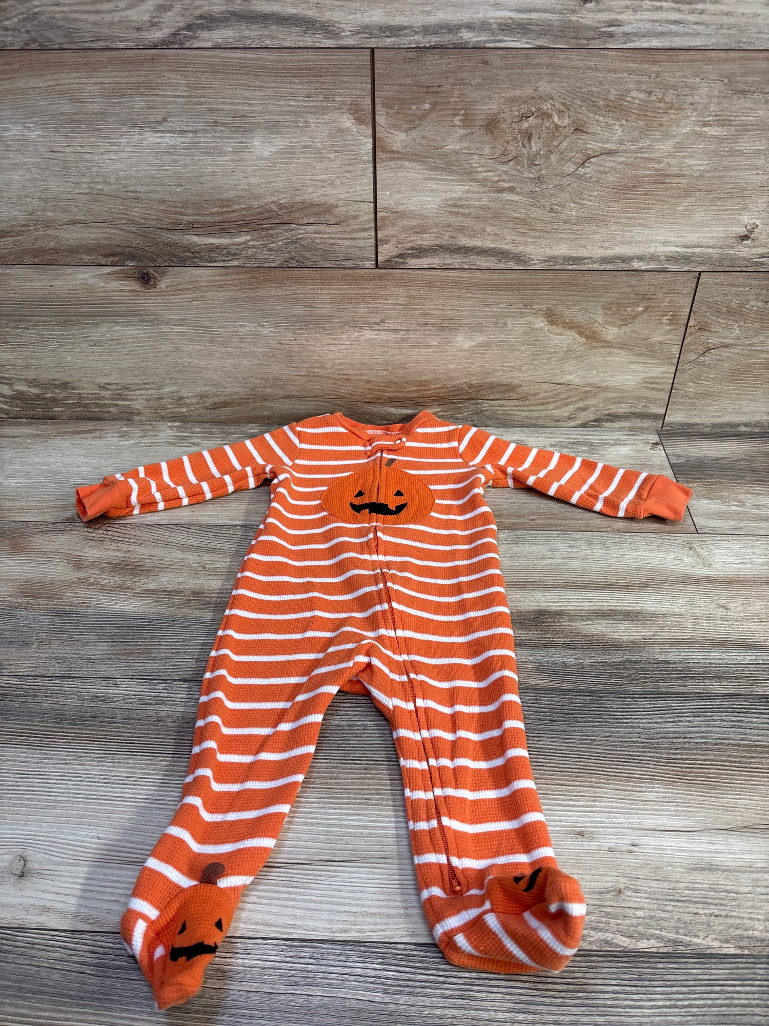 Just One You Pumpkin Waffle Knit Sleeper Orange sz 9m