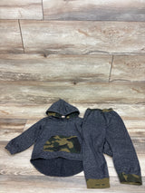 KaLiStore 2pc Camo Lined Pullover Hoodie & Joggers Set Grey sz 2T