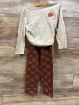 NEW Cat & Jack 2pc Pumpkin Long Sleeve Shirt & Joggers Set Beige sz 5T
