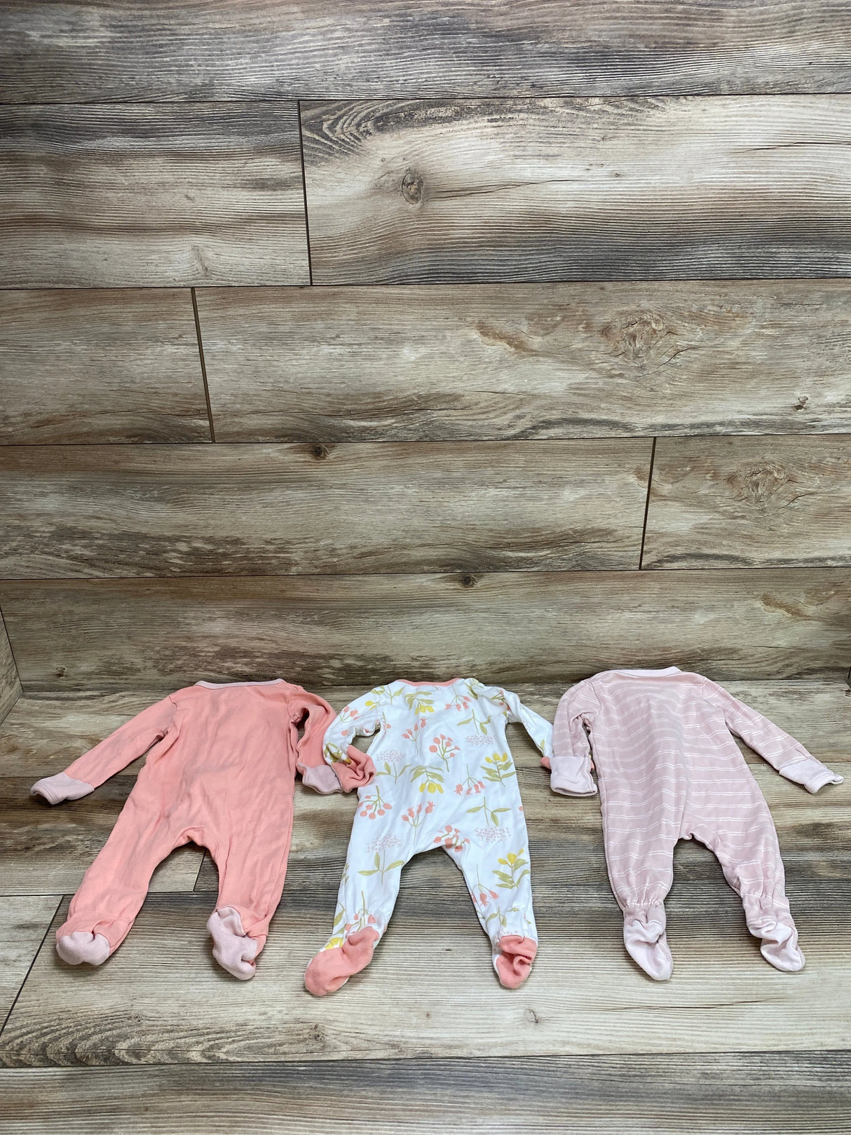 Cloud Island 3pk Sleepers Pink/White sz 0-3m