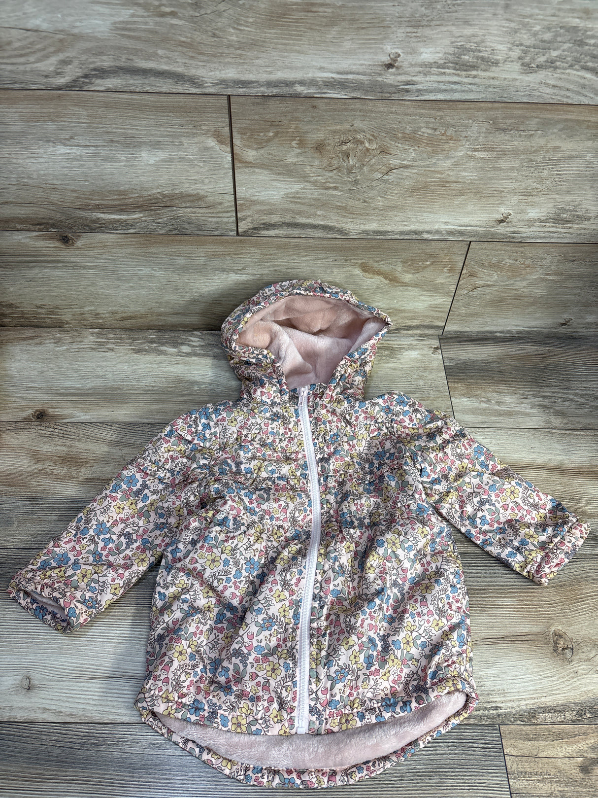 Penelope Mack Floral Fleece Lined Jacket Pink sz 3T