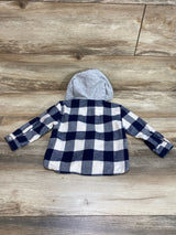 Zara Hooded Plaid Shirt Grey/Blue sz 12-18m