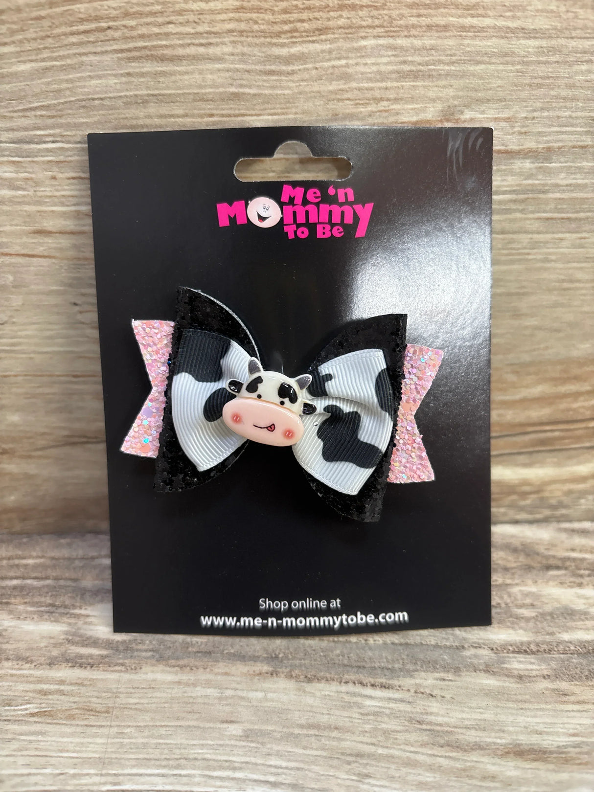 NEW Cow Applique Glitter Hair Bow