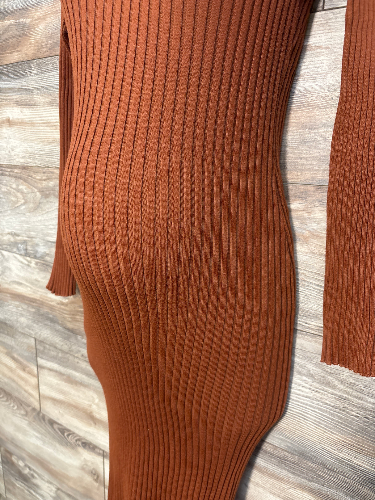 NEW Wantroy Maternity Ribbed Long Sleeve Dress Rust sz Medium