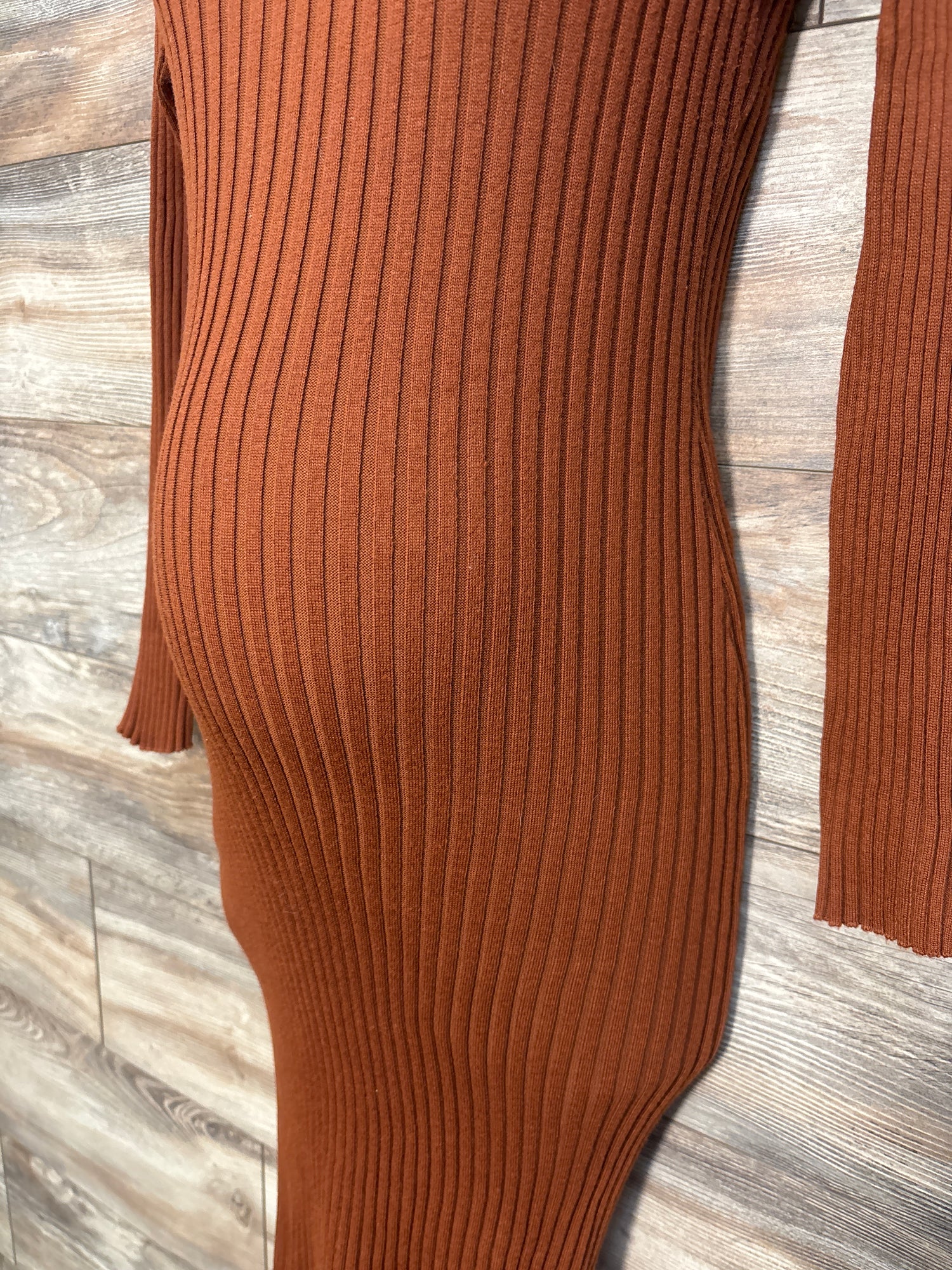 NEW Wantroy Maternity Ribbed Long Sleeve Dress Rust sz Medium