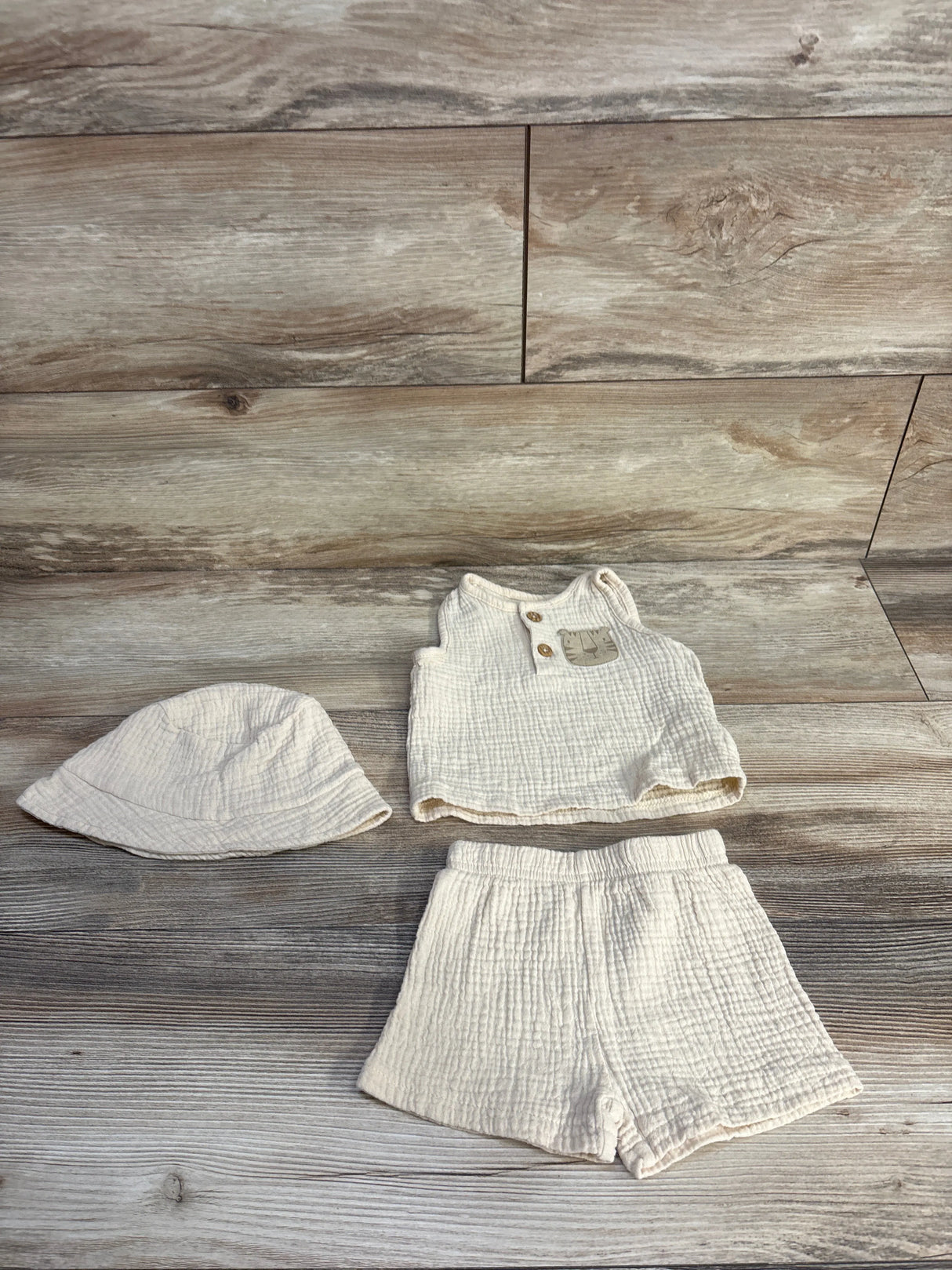 Sterling Baby 3pc Gauze Short Set Beige sz 6m
