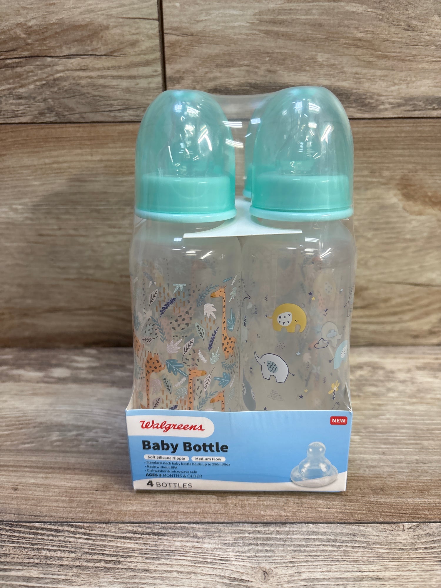 NEW Walgreens Baby Bottles Medium Flow 4pk 9oz