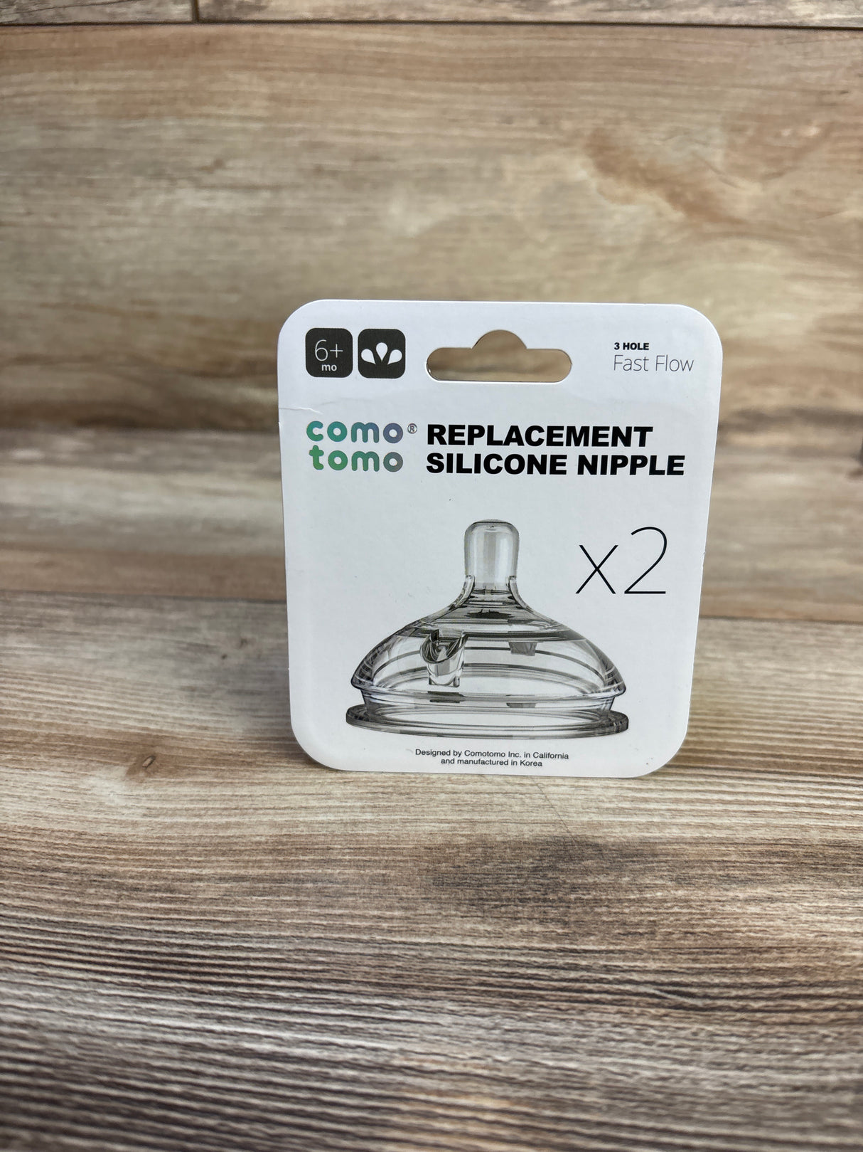 NEW Comotomo Replacement Nipple Fast Flow 6m+ 2pk