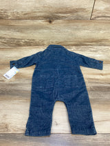 NEW Cat & Jack Denim-Like Button-Front Coverall Blue sz 0-3m