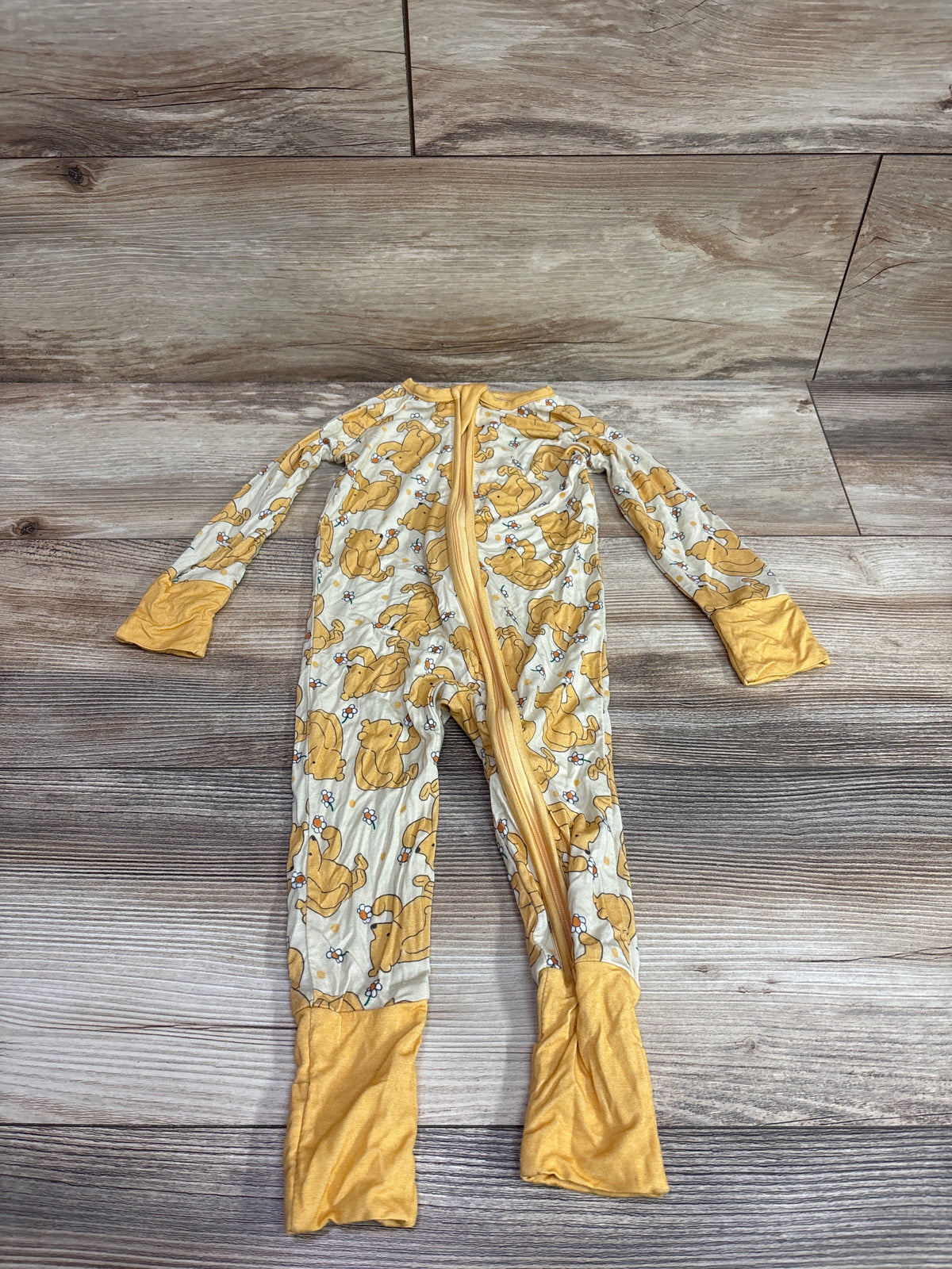 Little One Shop Bear Print Bamboo Convertible Sleeper Yellow sz 6-12m