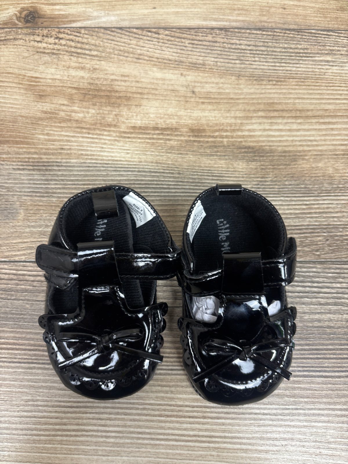Little Me Soft Sole Patent T-Strap Flats Black sz 3c