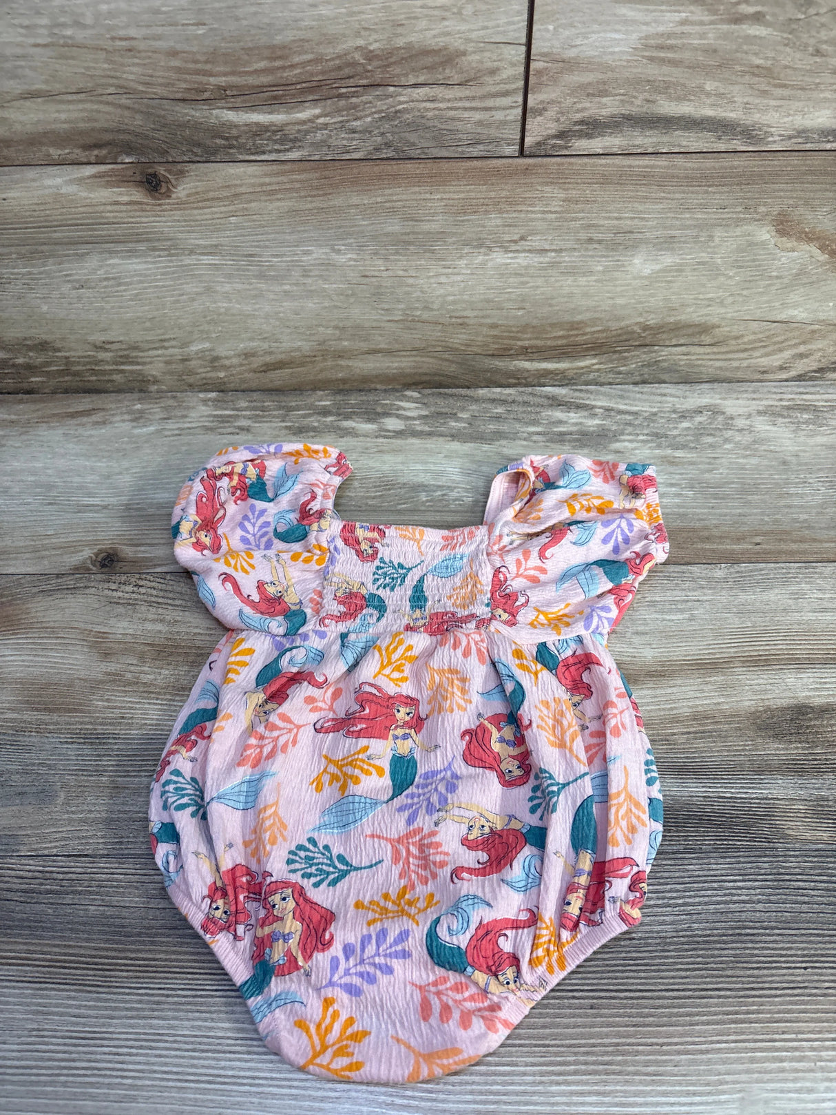 Disney Baby The Little Mermaid Smocked Bubble Romper Pink sz 18m