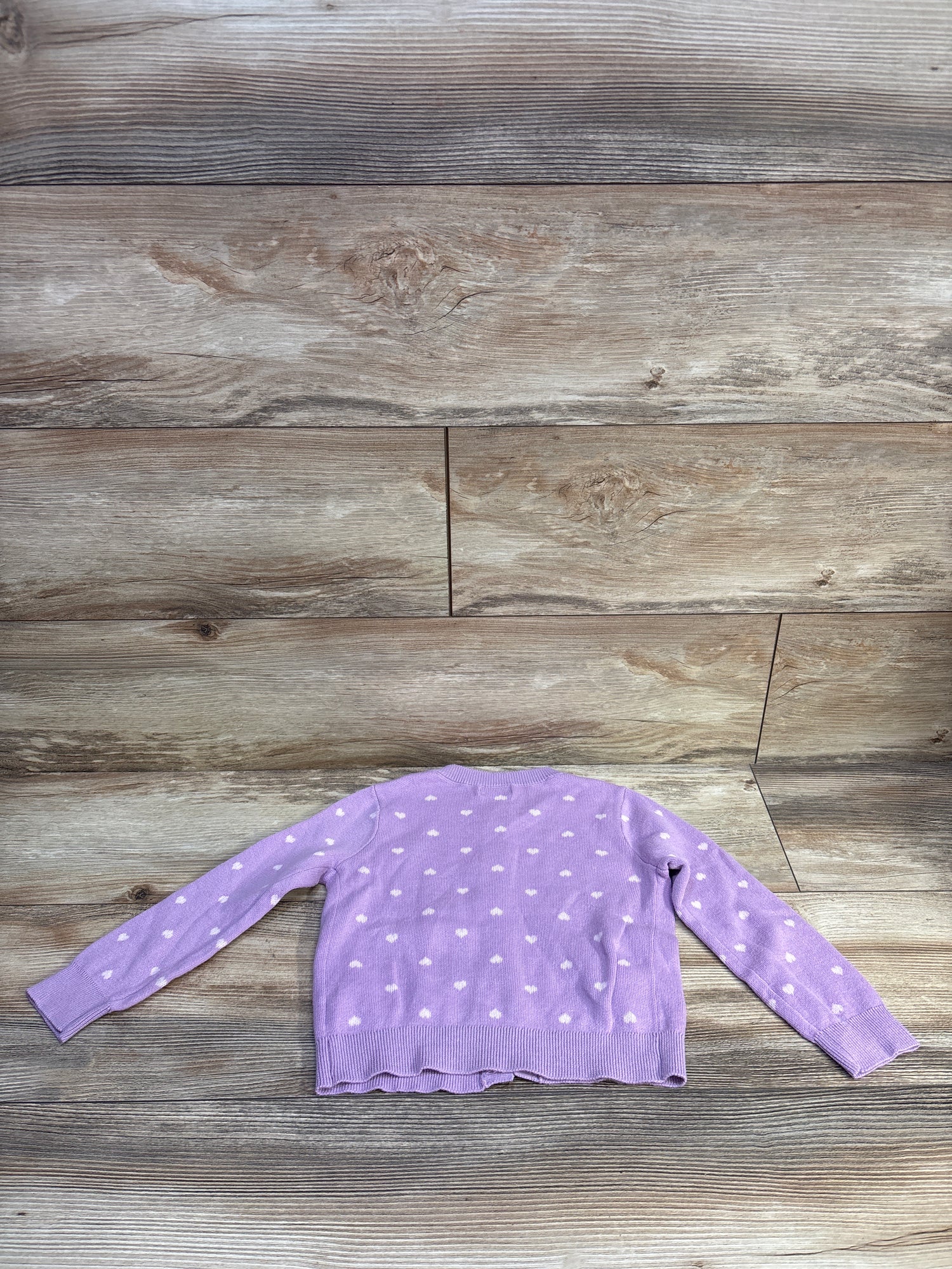 Cat & Jack Heart Print Knit Button-Up Cardigan Purple sz 4T