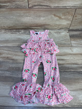 Mudpie Bamboo Ruffle Tank Jumpsuit Pink sz 6-9m