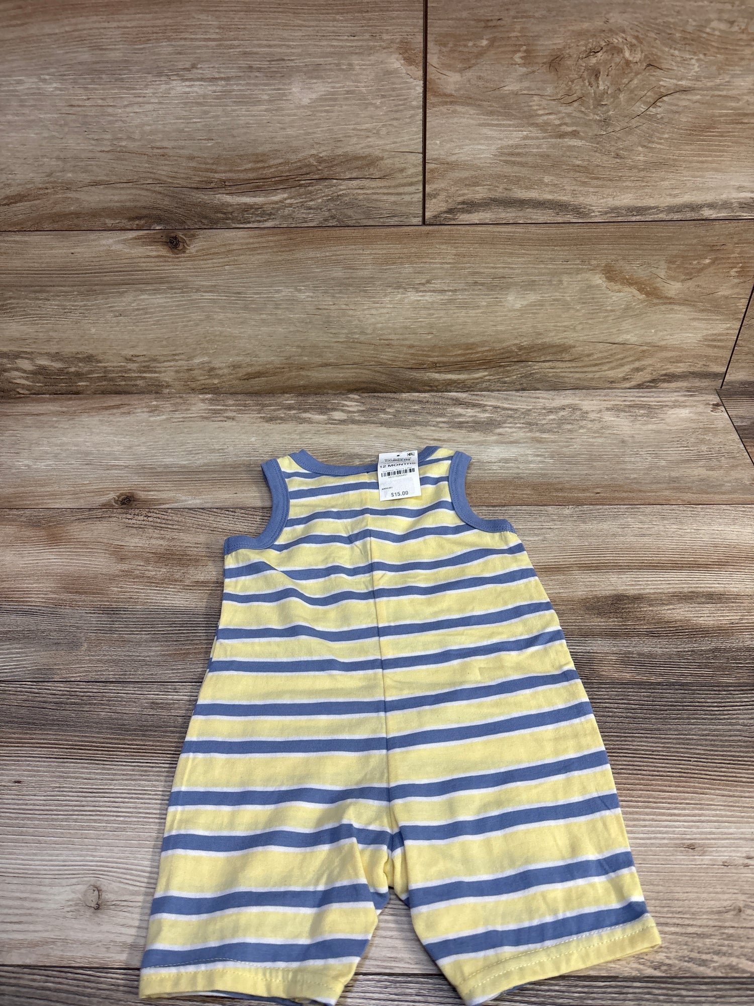 NEW First Impressions Striped Henley Shortie Romper Yellow sz 12m