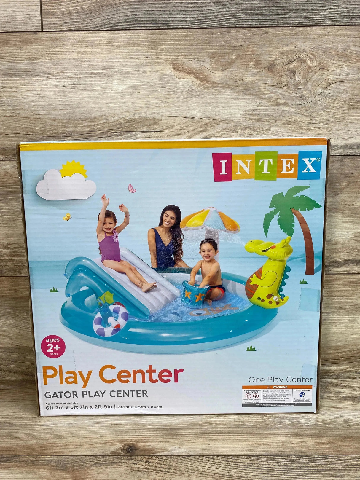 NEW Intex Gator Outdoor Inflatable Kiddie Pool Water Play Center with Slide - Me n Mommy To Be