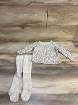Carter's 2pc Floral Shirt & Footed Tights Set Beige sz 9m