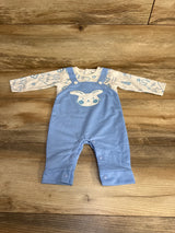 Bunny Print Coverall White sz 0-3m