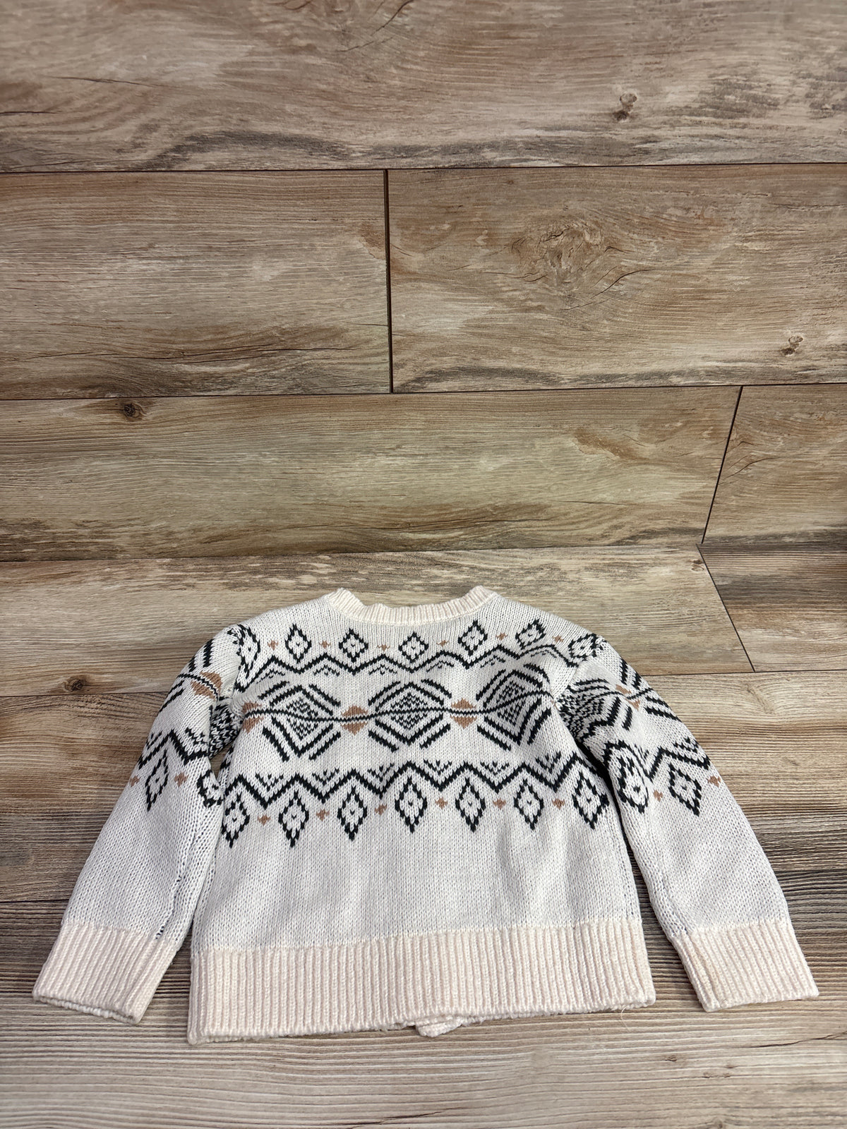 Oshkosh Fair Isle Button-Up Knit Cardigan Sweater Ivory sz 2T