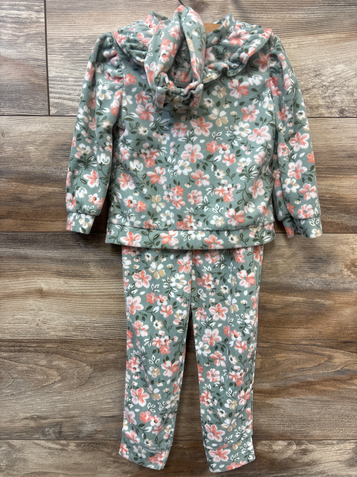 Little Lass 3pc Velour Shirt, Pants, & Headband Set Green sz 2T