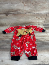 Reindeer Print Hooded Coverall Red sz 6m