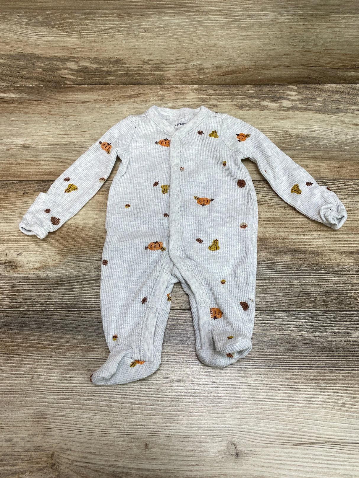 Carter's Thermal Pumpkin Print Sleeper Grey sz Newborn