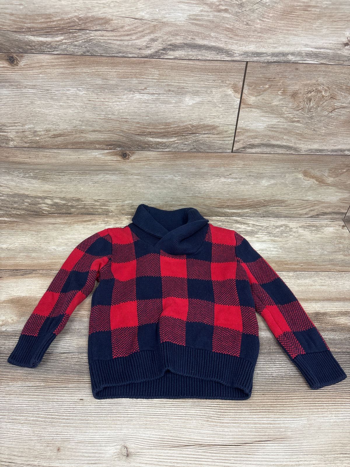 Baby Gap Plaid Shawl Collar Sweater Red sz 3T