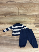 Edgehill Collection 2pc Knit Striped Sweater & Pants Set Navy sz Newborn