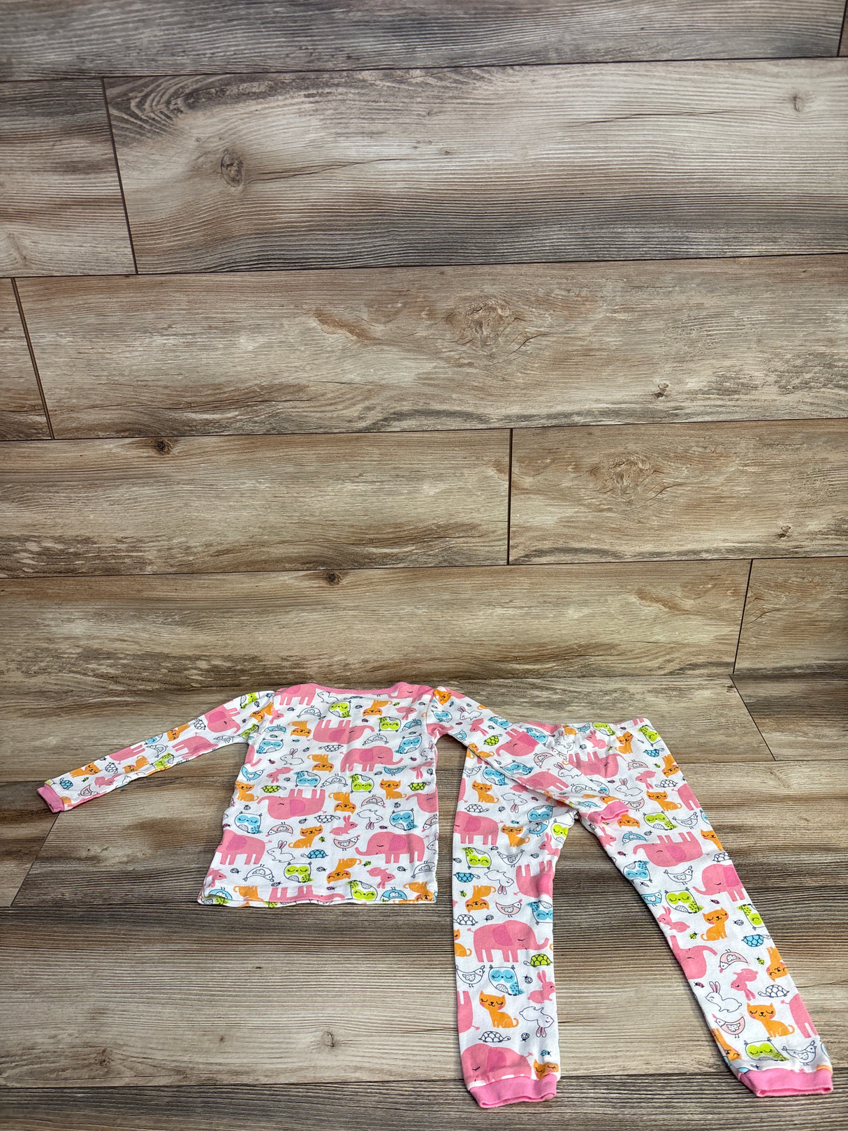 Simple Joys 2pc Animal Print Pajama Set White sz 3T