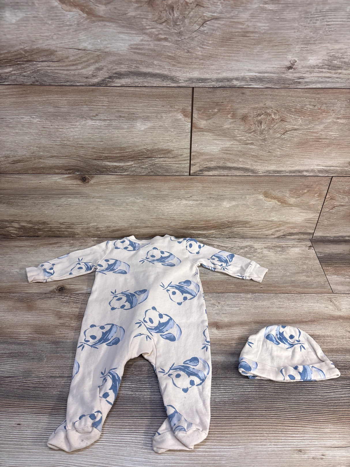 Carter's 2pc Panda Print Sleeper & Hat Set Beige sz 6m