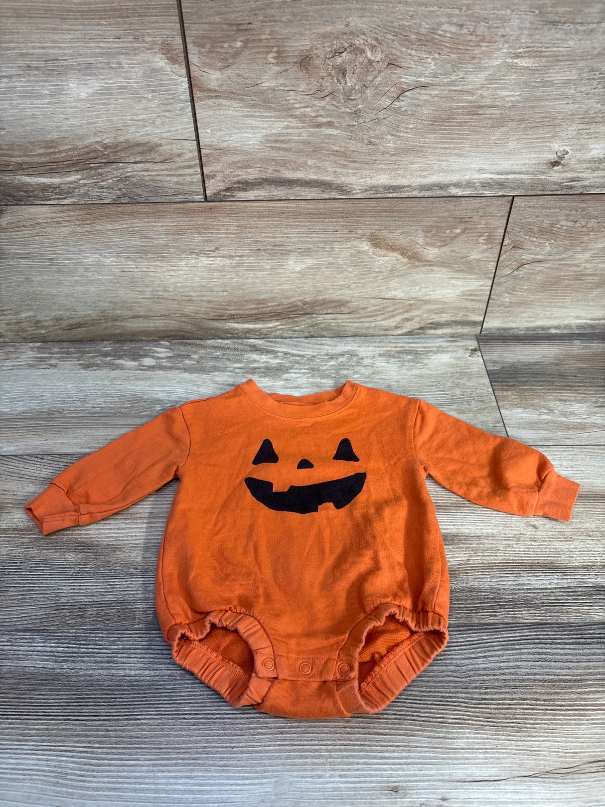 Child Of Mine Jack O Lantern Sweater Bubble Romper Orange sz 3-6m