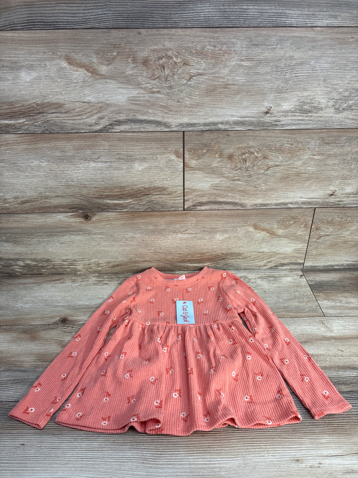 NEW Ribbed Long Sleeve Pink Peplum Shirt Pink sz 5T