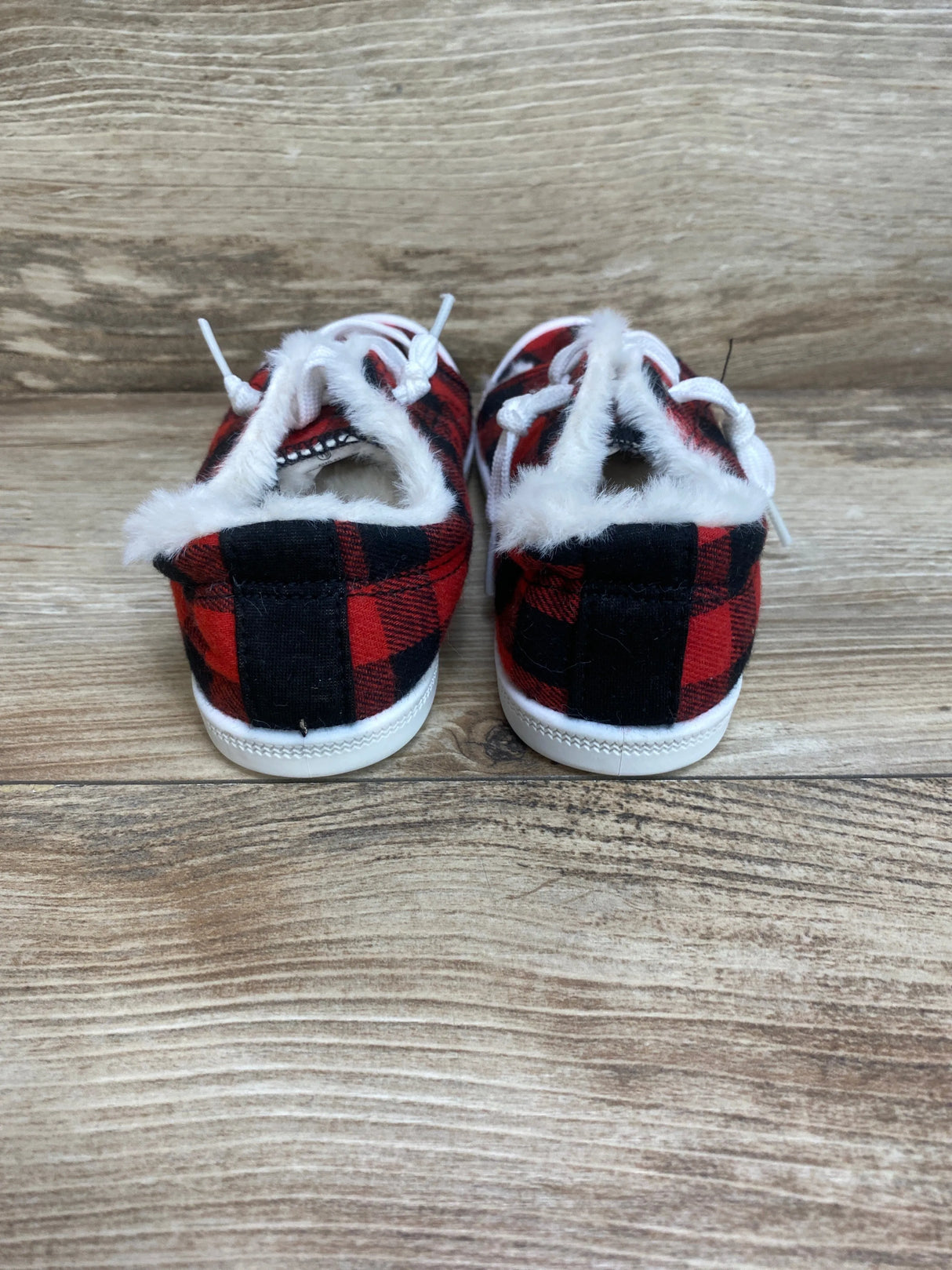 Bumble + Birdie Buffalo Plaid Faux Fur Insoles Slip On Sneakers Sz 10c