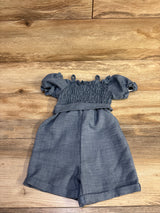Shein 2pc Belted Cold-Shoulder Smocked Romper Blue sz 12-18m