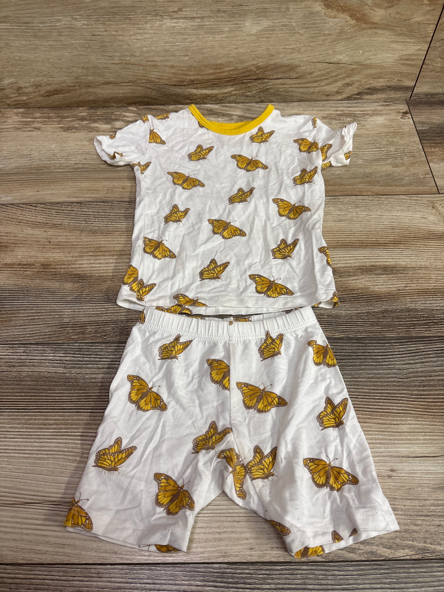 Kyte Baby Butterfly 2pc Bamboo Pajama Set White sz 18-24m