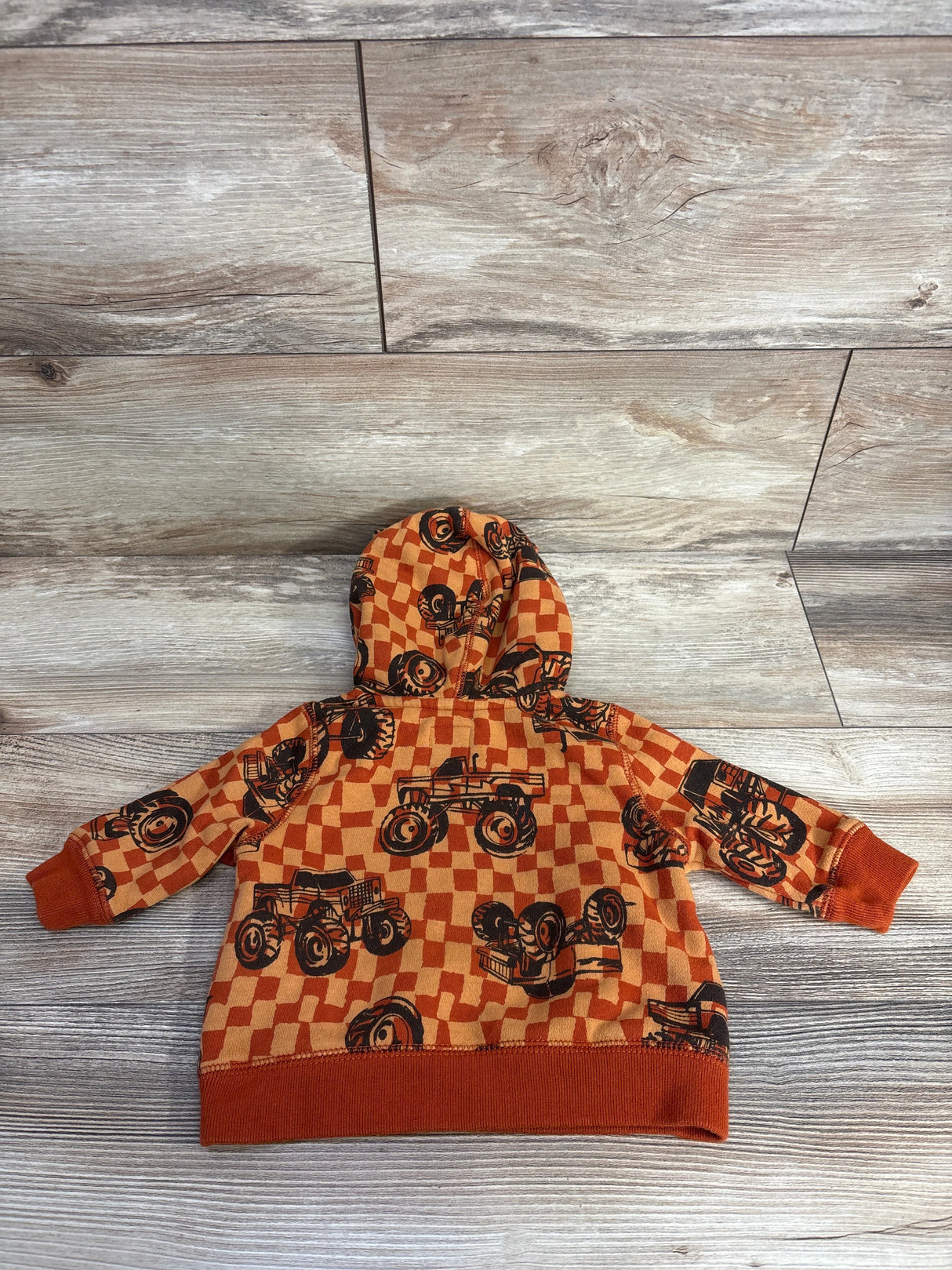 Baby Gap Pull Over Monster Truck Hoodie Rust sz 3-6m