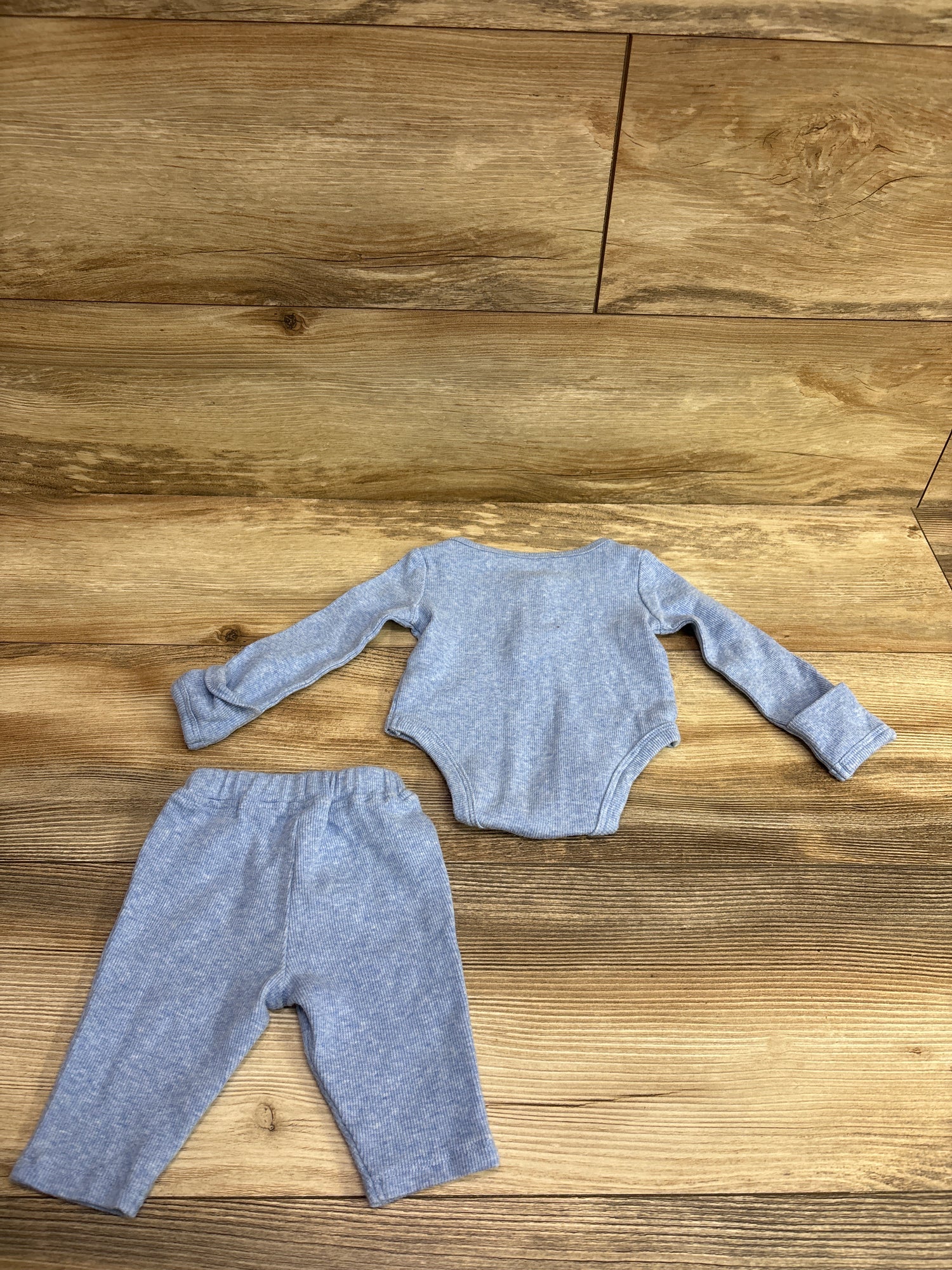 First Impressions 2pc Knit Henley Bodysuit & Pants Set Blue sz Newborn
